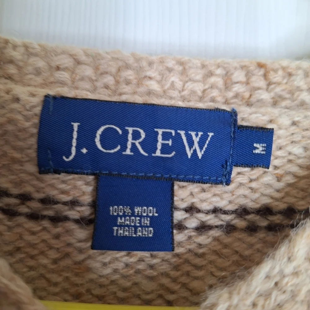 J.Crew Wool Beige Striped Sweater Size Medium